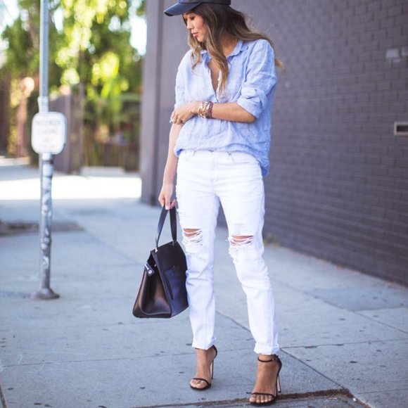 kancan - winter white distressed boyfriend denim jeans